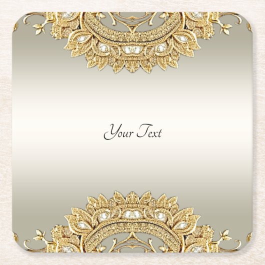 金ゴールド華美紙コースター スクエアペーパーコースター (正面)