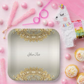 金ゴールド華美紙プレート ペーパープレート (パーティー)