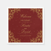 金ゴールド華美結婚フローラ スタンダードカクテルナプキン (正面)