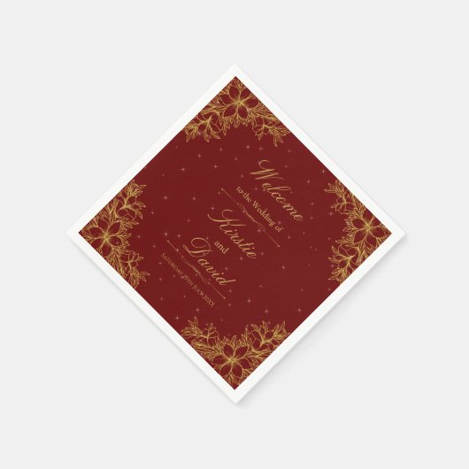 金ゴールド華美結婚フローラ スタンダードカクテルナプキン (角)