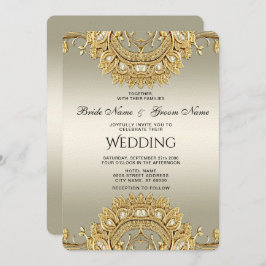 金ゴールド華美結婚式招待状 招待状