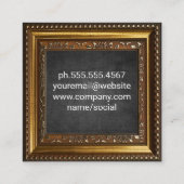 金ゴールド華美縁ど | 黒のテクスチャ スクエア名刺 (裏面)