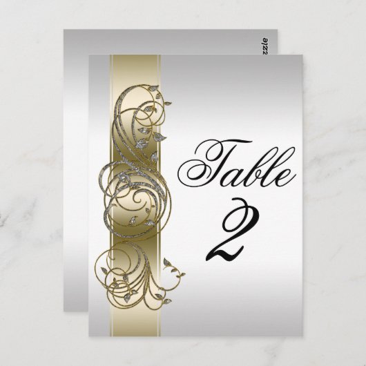 金ゴールド華美銀フォーマル表番号 ポストカード (正面/裏面)