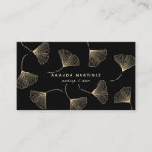 金ゴールド落下銀杏離れブラックロイヤリティ 名刺 (正面)