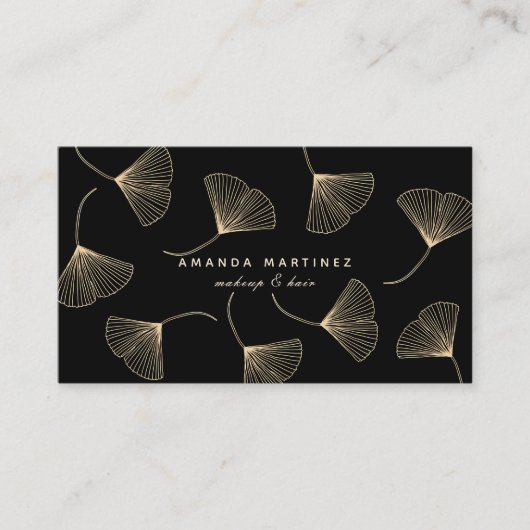 金ゴールド落下銀杏離れブラックロイヤリティ 名刺 (正面)