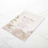 金ゴールド葉とフレ結婚ーム 箔招待状 (回転した状態)