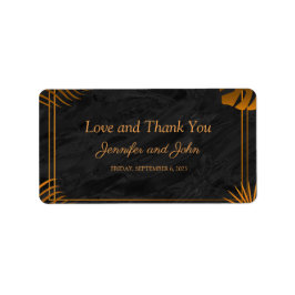 金ゴールド葉と幾何フレームのトロピカルアドレス ラベル