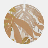 金ゴールド葉のトロピカル背景。 ガラスオーナメント (裏面)