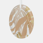 金ゴールド葉のトロピカル背景。 ガラスオーナメント (正面左)