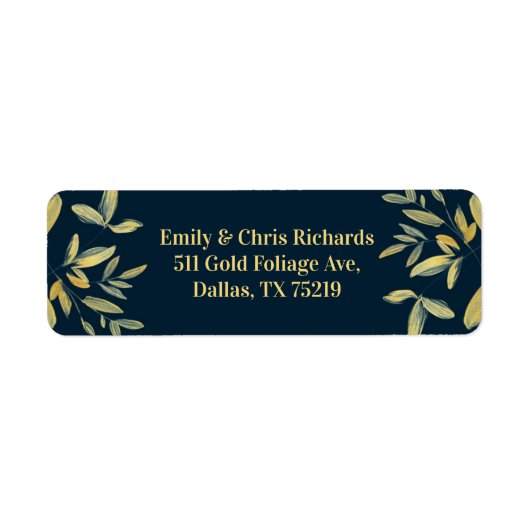 金ゴールド葉のリタ結婚ープラベルのシール ラベル (正面)