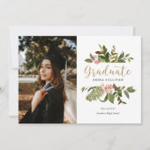 金ゴールド葉の大学院写真 案内状 (正面)