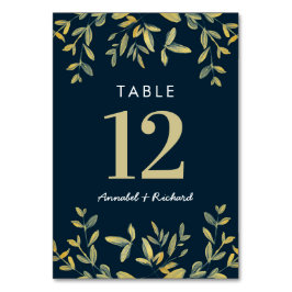 金ゴールド葉の結婚番号テーブルカード テーブルナンバー