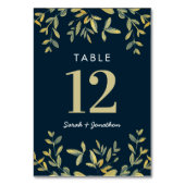 金ゴールド葉の結婚番号テーブルカード テーブルナンバー (裏面)