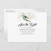 金ゴールド葉の緑の日を保存 ポストカード (正面/裏面)