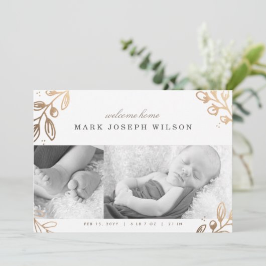 金ゴールド葉の誕生発表 案内状 (スタンド正面)