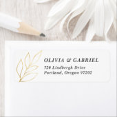 金ゴールド葉エアイ結婚の差出人住所ラ ラベル (インサイチュ)