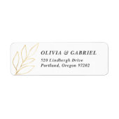 金ゴールド葉エアイ結婚の差出人住所ラ ラベル (正面)