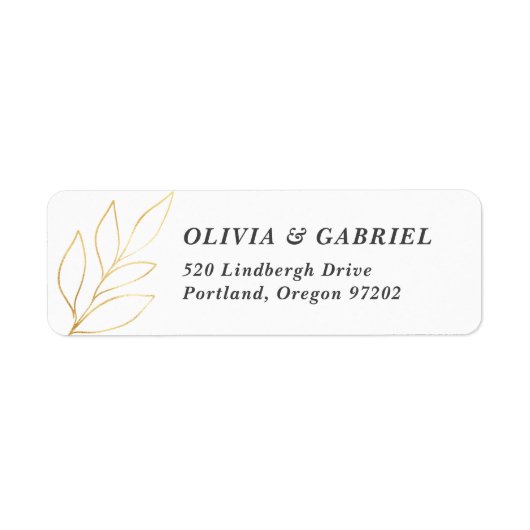 金ゴールド葉エアイ結婚の差出人住所ラ ラベル (正面)