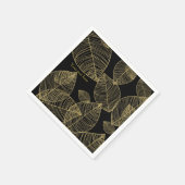 金ゴールド葉オンブラックエレガントウェディングパーティー スタンダードカクテルナプキン (角)