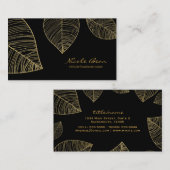 金ゴールド葉オンブラックスグエレガントラムプロフェッショナル 名刺 (正面/裏面)