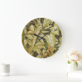 金ゴールド葉オンブラックラウンドローマ数字時計 ラージ壁時計 (ホーム)