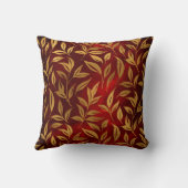 金ゴールド葉オンブルゴーニュ赤いグロー クッション (裏面)