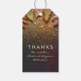 金ゴールド葉グリッターヴィンテージ秋の結婚式 ギフトタグ