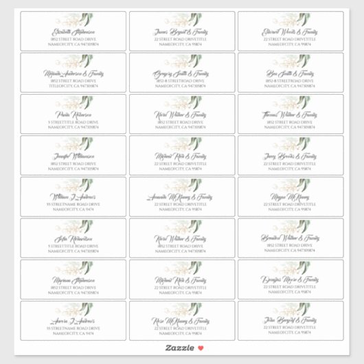 金ゴールド葉グリーゲスト名住所 シール (シート)