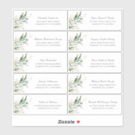 金ゴールド葉グリーゲスト名住所 シール