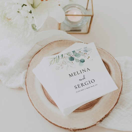 金ゴールド葉グリー結婚書道のナプキン スタンダードカクテルナプキン