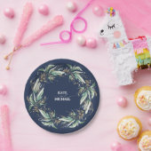 金ゴールド葉スグリーナリーネイビーブルー結婚ズ ペーパープレート (パーティー)