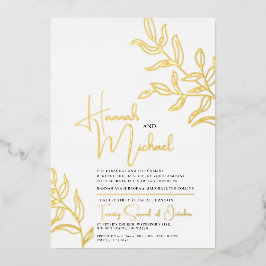 金ゴールド葉スケ結婚ッチ 箔招待状
