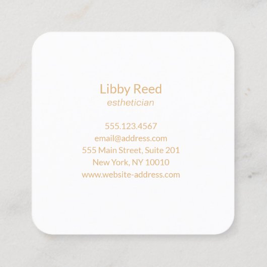 金ゴールド葉ストリオロゴスクエアピンク美しいスパ スクエア名刺 (裏面)