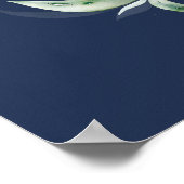 金ゴールド葉ス・グリーナリー・ネイビー結婚ルズ・ウェルカム ポスター (角)