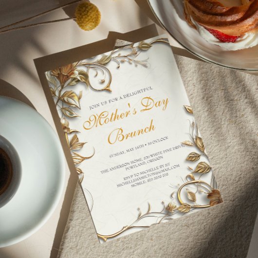 金ゴールド葉ズマザーズデイブランチ 招待状
