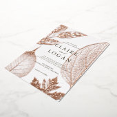 金ゴールド葉デリケ結婚ート 箔招待状 (回転した状態)