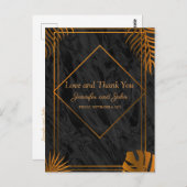 金ゴールド葉トロピッ結婚クの感謝 ポストカード (正面/裏面)