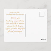 金ゴールド葉トロピッ結婚クの感謝 ポストカード (裏面)