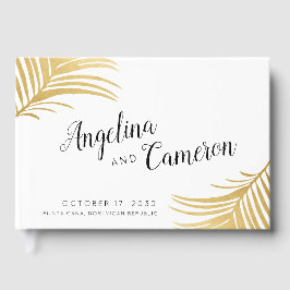 金ゴールド葉パームスモダントロピカル結婚ズ ゲストブック