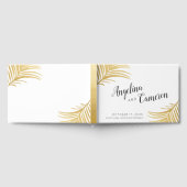 金ゴールド葉パームスモダントロピカル結婚ズ ゲストブック (全面)