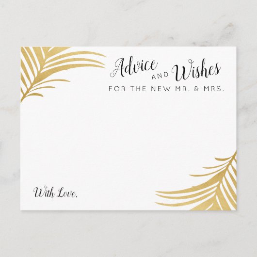 金ゴールド葉パーム結婚のアドバイスとウィッシュのカード アドバイスカード (正面)
