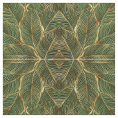 金ゴールド葉フォレストグリーンエレガントパターン ファブリック (見本)