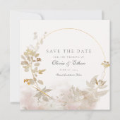 金ゴールド葉フレームの金ゴールド日付の保存 セーブザデート (正面)