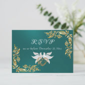 金ゴールド葉フレームティール(緑がかった色) 出欠カード (スタンド正面)