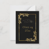 金ゴールド葉フレーム卒業パーティ招待状 ノートカード (裏面)