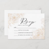 金ゴールド葉フローラヌエストラボダウェディングRSVP 招待状 (正面/裏面)