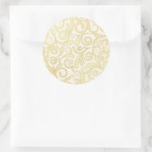 金ゴールド葉フローラパターン ラウンドシール (バッグ)