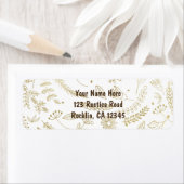 金ゴールド葉フローラ素朴結婚式招待状 ラベル (インサイチュ)