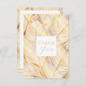 金ゴールド葉ホワイトパタエレガントーン サンキューカード (正面/裏面)