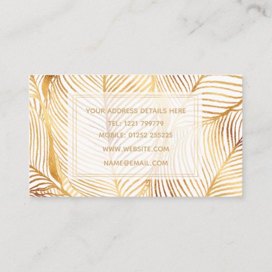 金ゴールド葉ホワイトパタエレガントーン 名刺 (裏面)